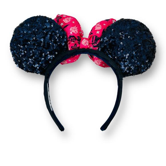 Disney Minnie Mouse Classic Attractions Puffy Bow Sequin Ears Headband 2016 Pink - Picture 6 of 6